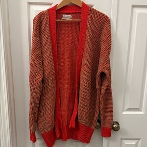 Urban Outfitters Autumn Glow Long Open Front Cardigan Waffle Texture